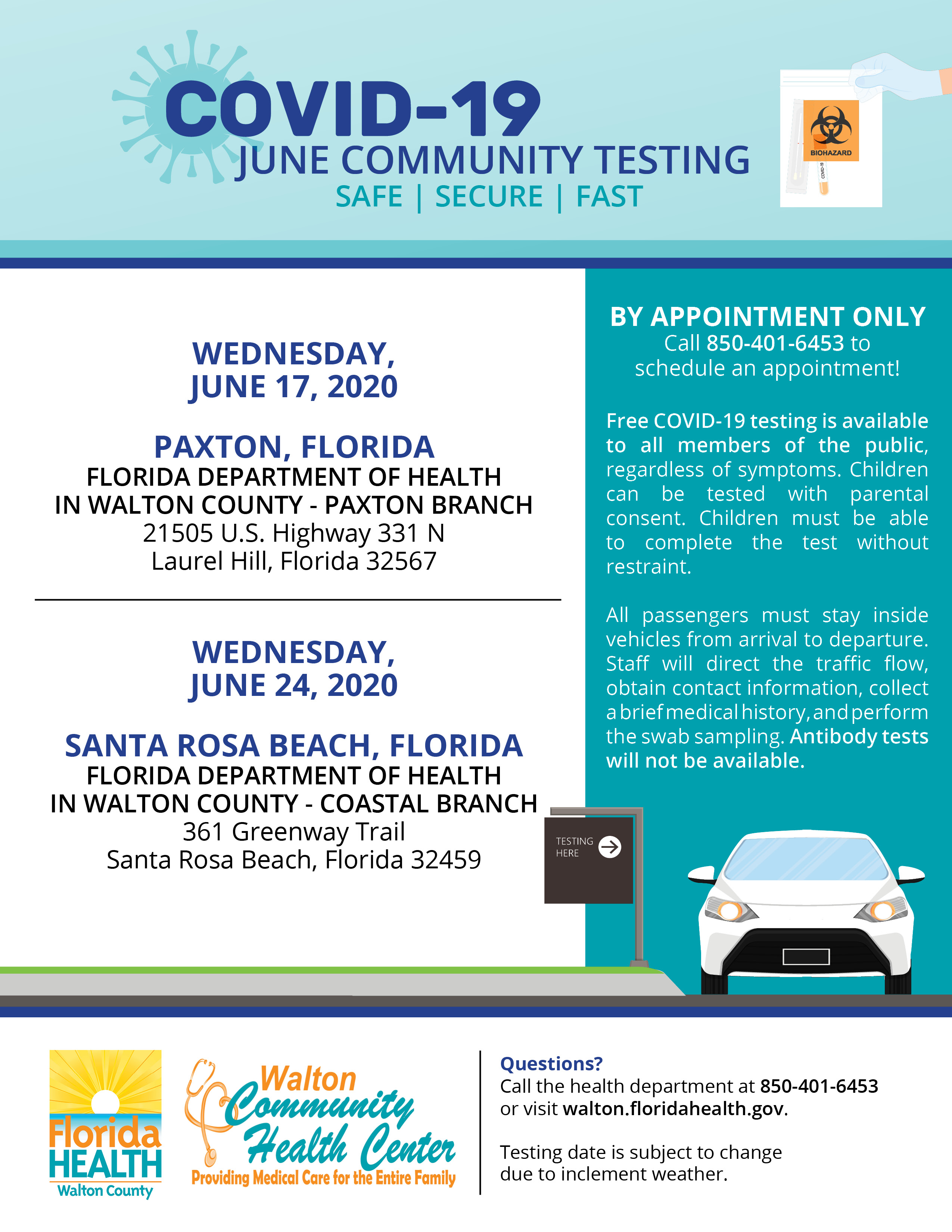 Walton Covid-19 Community Testing Florida Department Of Health In Walton